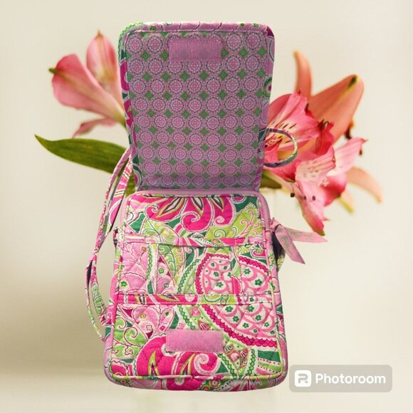 Vera Bradley Crossbody Bag Purse Mini Hipster Pinwheel Pink Preppy EUC - Picture 2 of 10